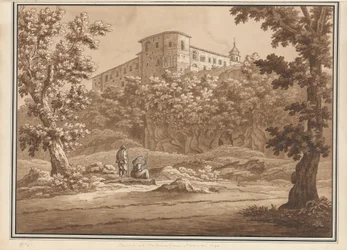 Klooster in Valmontone, uit een volume van 66 uitzichten getekend naar de natuur in de omgeving van Rome en Abruzzo, november 1790